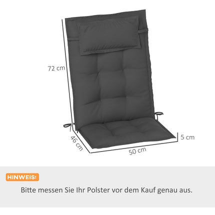 Water repellent dark gray sun lounger cushions - set of 2
