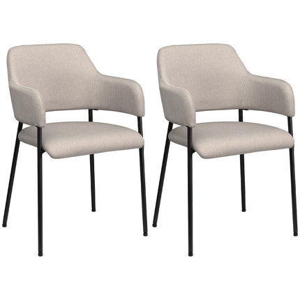 Beige gepolsterte Esszimmerstühle, 2er-Set – Stahlbeine, 54x54x84 cm