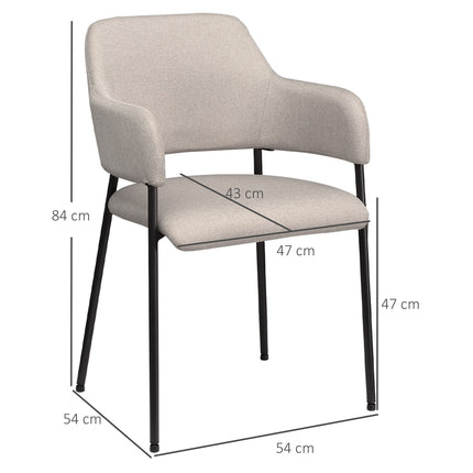 Beige gepolsterte Esszimmerstühle, 2er-Set – Stahlbeine, 54x54x84 cm
