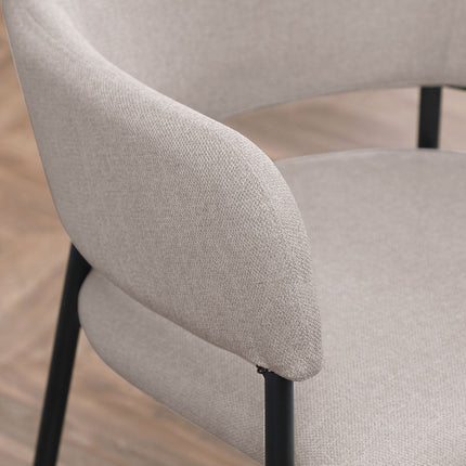 Beige gepolsterte Esszimmerstühle, 2er-Set – Stahlbeine, 54x54x84 cm