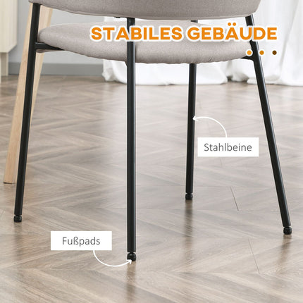 Beige gepolsterte Esszimmerstühle, 2er-Set – Stahlbeine, 54x54x84 cm