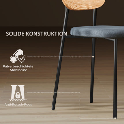 2er-Set Esszimmerstühle, Leinenoptik, ohne Armlehnen, Metallbeine, grau