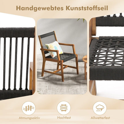 2er Set Esszimmerstühle aus Akazienholz mit Armlehnen belastbar bis 160 kg