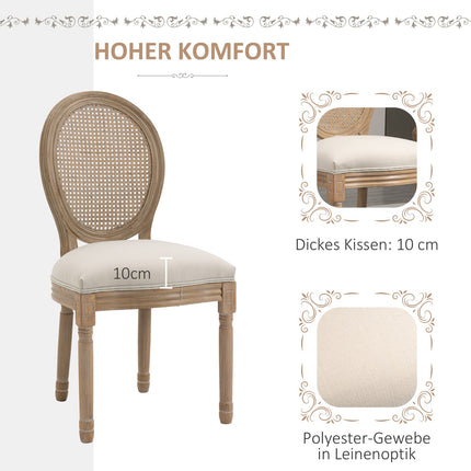 Vintage Esszimmerstühle mit Polsterung und Rattanlehnen, 2er-Set