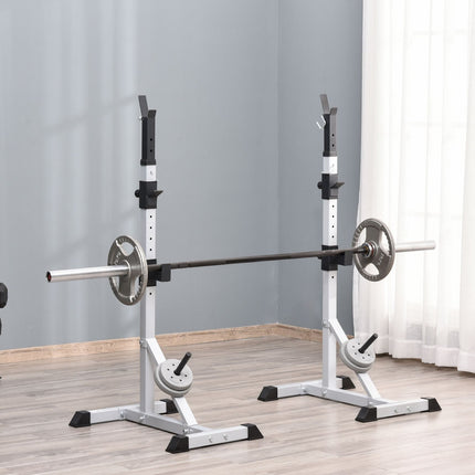 Set van 2 halterstandaards, 3 niveaus, in hoogte verstelbaar, halterrek van staal, halterrek, belastbaar tot 200 kg, squatrek, halterstandaard, halterschijfstandaard voor krachttraining