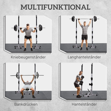 Set van 2 halterstandaards, 3 niveaus, in hoogte verstelbaar, halterrek van staal, halterrek, belastbaar tot 200 kg, squatrek, halterstandaard, halterschijfstandaard voor krachttraining