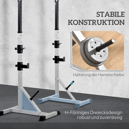 Set van 2 halterstandaards, 3 niveaus, in hoogte verstelbaar, halterrek van staal, halterrek, belastbaar tot 200 kg, squatrek, halterstandaard, halterschijfstandaard voor krachttraining