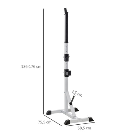 Set van 2 halterstandaards, 3 niveaus, in hoogte verstelbaar, halterrek van staal, halterrek, belastbaar tot 200 kg, squatrek, halterstandaard, halterschijfstandaard voor krachttraining