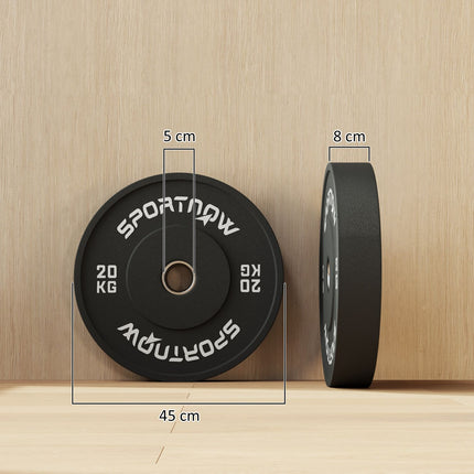 Ein Paar 20-kg-Hantelscheiben, schwarz, 50-mm-Loch