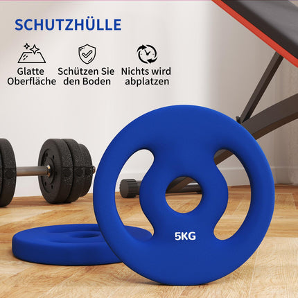 2 x 5 kg Hantelscheiben Blau, 30 mm Bohrung