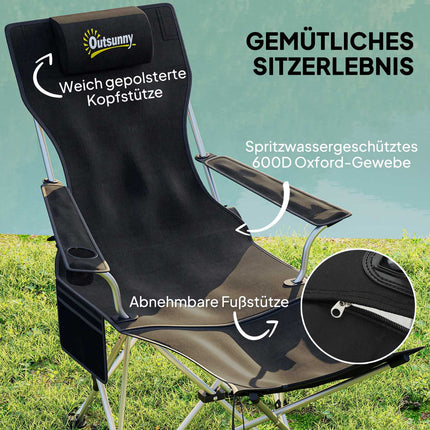 Klappbare Campingstühle mit Fußstütze & Getränkehalter – 120 kg