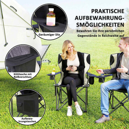 Klappbare Campingstühle Set mit Armlehnen & Kühltasche