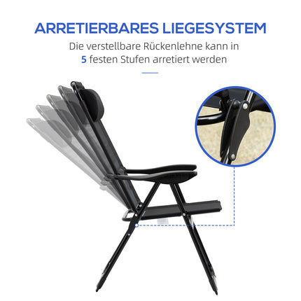 Klappbare Gartenstühle mit verstellbarer Rückenlehne, 120 kg Traglast