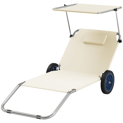 Verstellbare, klappbare Sonnenliegen, wetterfest, beige, 120 kg