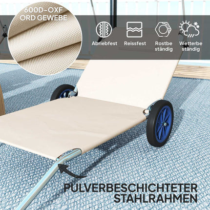 Verstellbare, klappbare Sonnenliegen, wetterfest, beige, 120 kg