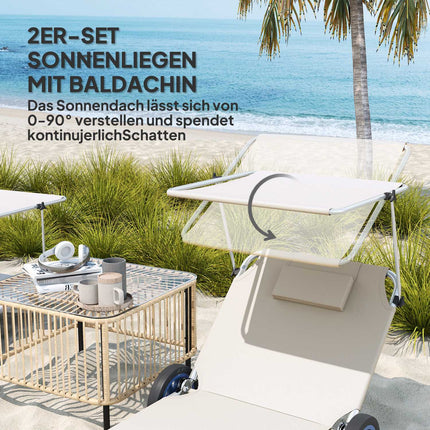 Verstellbare, klappbare Sonnenliegen, wetterfest, beige, 120 kg