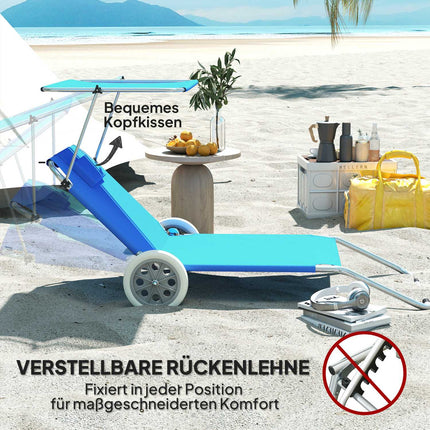 Klappbare Sonnenliege, wetterfest, verstellbar, blau