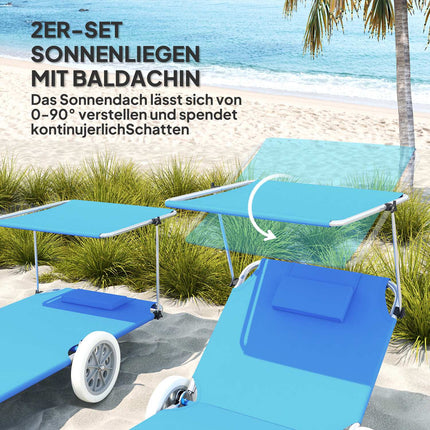 Klappbare Sonnenliege, wetterfest, verstellbar, blau