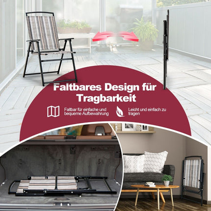 Set van 2 tuinstoelen klapstoelen met armleuningen 51 x 61,5 x 92 cm grijs