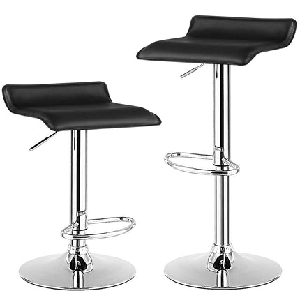 2er Set höhenverstellbarer Barhocker mit Rückenlehne &amp; Fußstütze 360° Drehstuhl schwarz