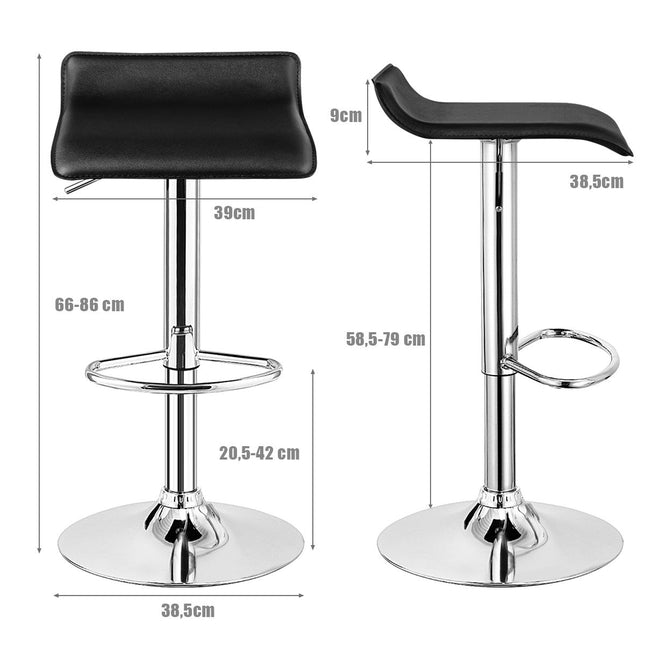 2er Set höhenverstellbarer Barhocker mit Rückenlehne &amp; Fußstütze 360° Drehstuhl schwarz