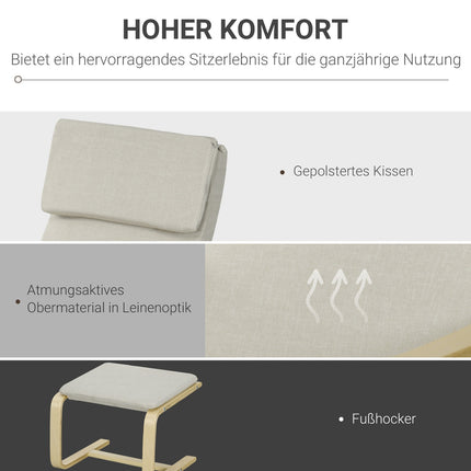 Sessel-Set, Cremeweißes Leinen, Armlehnen & Kopfstützen