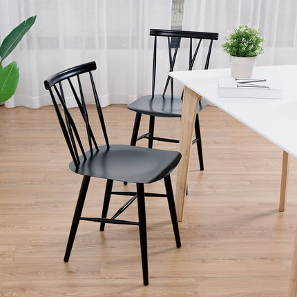 2er-Set Esszimmerstühle aus Metall mit 43,5 cm Sitzhöhe, X-förmige Rückenlehne, 2er-Pack industrielle Trattoria-Stühle