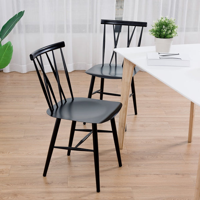 Set of 2 metal dining chairs with 43.5 cm seat height, X-shaped backrest, pack of 2 industrial trattoria chairs