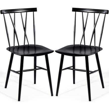 2er-Set Esszimmerstühle aus Metall mit 43,5 cm Sitzhöhe, X-förmige Rückenlehne, 2er-Pack industrielle Trattoria-Stühle