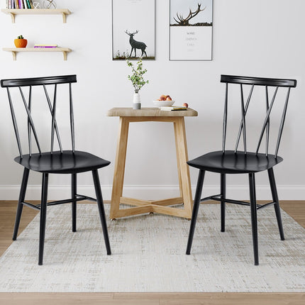 2er-Set Esszimmerstühle aus Metall mit 43,5 cm Sitzhöhe, X-förmige Rückenlehne, 2er-Pack industrielle Trattoria-Stühle