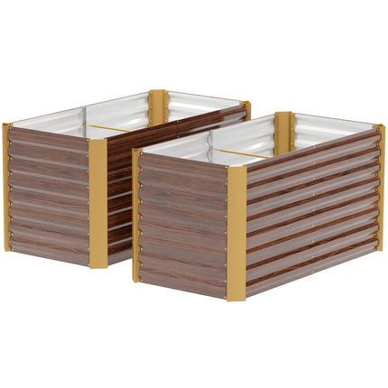 Lot de 2 plates-bandes surélevées, résistantes aux intempéries, plate-bande, châssis froid, jardinière, pot de fleurs, jardinière en acier galvanisé, jardinière pour terrasse et jardin, 120 x 60 x 60 cm