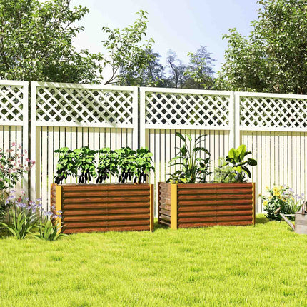 Lot de 2 plates-bandes surélevées, résistantes aux intempéries, plate-bande, châssis froid, jardinière, pot de fleurs, jardinière en acier galvanisé, jardinière pour terrasse et jardin, 120 x 60 x 60 cm