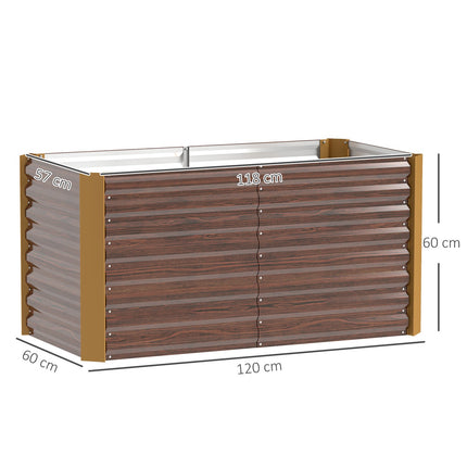 Lot de 2 plates-bandes surélevées, résistantes aux intempéries, plate-bande, châssis froid, jardinière, pot de fleurs, jardinière en acier galvanisé, jardinière pour terrasse et jardin, 120 x 60 x 60 cm