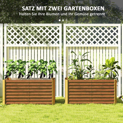 Lot de 2 plates-bandes surélevées, résistantes aux intempéries, plate-bande, châssis froid, jardinière, pot de fleurs, jardinière en acier galvanisé, jardinière pour terrasse et jardin, 120 x 60 x 60 cm
