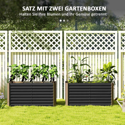 Raised garden bed set, galvanized steel, 120x60x60 cm