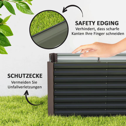 Raised garden bed set, galvanized steel, 120x60x60 cm