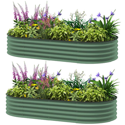 Set van 2 verhoogde bedden van staal, plantenbed, koudframe, tuinbed, bloembak, stapelbaar, plantenbak, groentebed, 181 x 93 x 30 cm voor tuin, balkon, plantenpot voor bloemen, planten, groenten Aosom