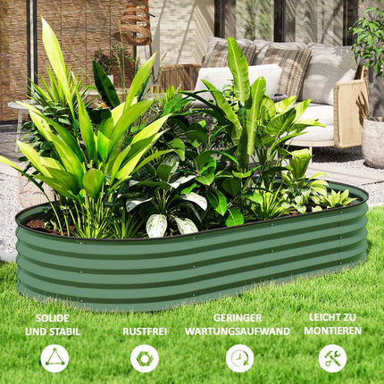 Set van 2 verhoogde bedden van staal, plantenbed, koudframe, tuinbed, bloembak, stapelbaar, plantenbak, groentebed, 181 x 93 x 30 cm voor tuin, balkon, plantenpot voor bloemen, planten, groenten Aosom