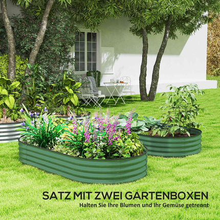 Set van 2 verhoogde bedden van staal, plantenbed, koudframe, tuinbed, bloembak, stapelbaar, plantenbak, groentebed, 181 x 93 x 30 cm voor tuin, balkon, plantenpot voor bloemen, planten, groenten Aosom