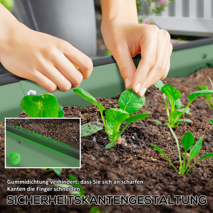 Set van 2 verhoogde bedden van staal, plantenbed, koudframe, tuinbed, bloembak, stapelbaar, plantenbak, groentebed, 181 x 93 x 30 cm voor tuin, balkon, plantenpot voor bloemen, planten, groenten Aosom