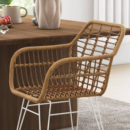 Esszimmerstühle aus Rattan, ergonomisch, 120 kg Tragkraft, Boho-Stil