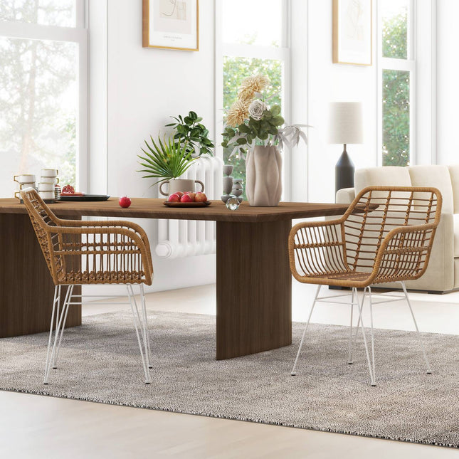 Esszimmerstühle aus Rattan, ergonomisch, 120 kg Tragkraft, Boho-Stil