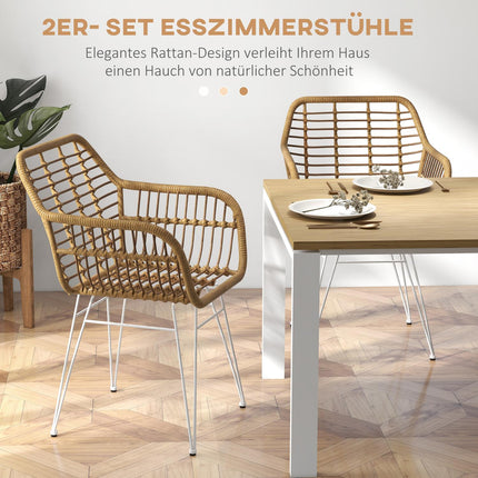 Esszimmerstühle aus Rattan, ergonomisch, 120 kg Tragkraft, Boho-Stil