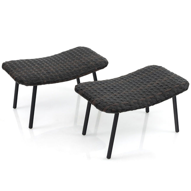 Set of 2 rattan footstools with quick-drying foam padding