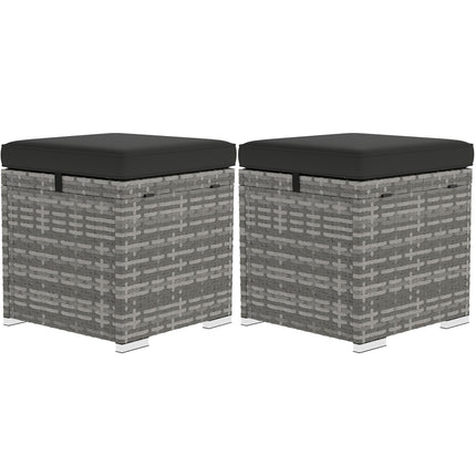 Geflochtene Outdoor-Hocker mit Stauraum – Dunkelgrau, wetterfest