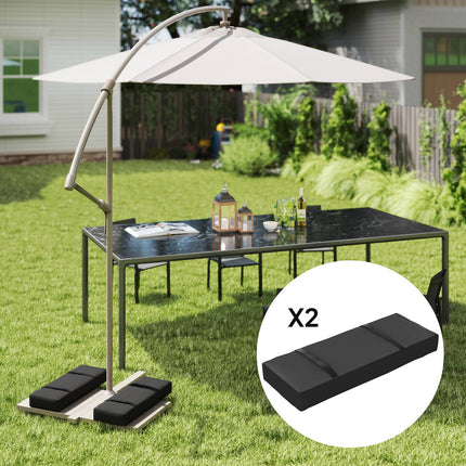Set of 2 parasol weight bags, 25 kg capacity, black