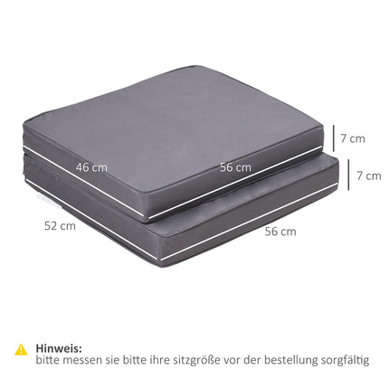 Hellgraue, waschbare Sitzkissen, 56x52 cm, 2er-Set