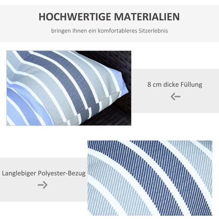 Stuhlsitzkissen, pflegeleicht, blaue Streifen, 50x45x8 cm