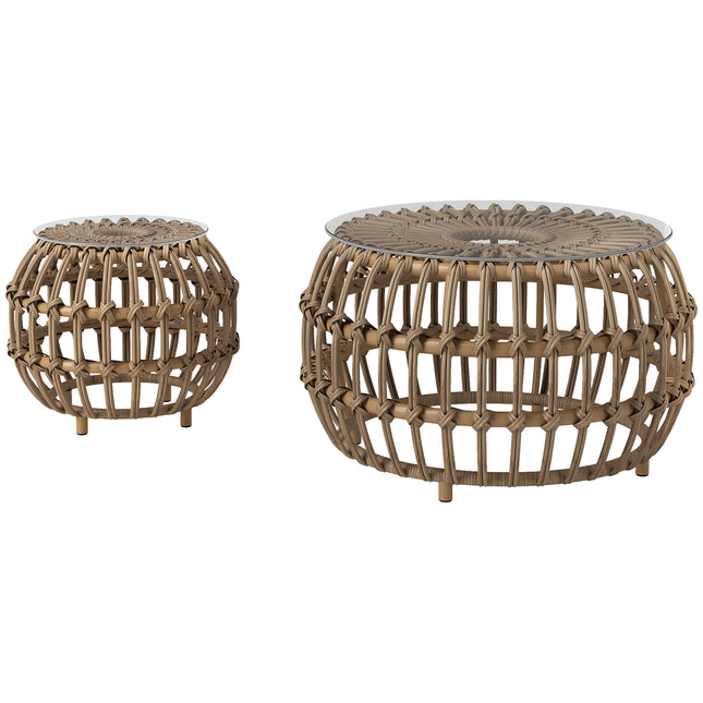 Garden table in polyrattan, round, weatherproof