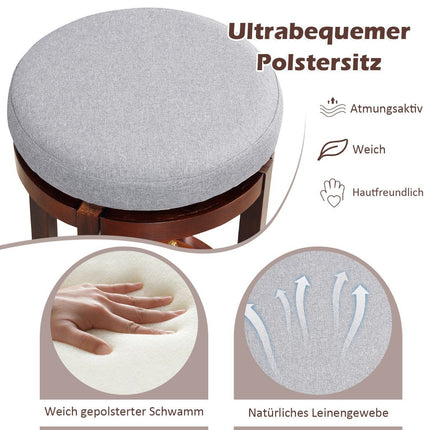 2er Set Hocker in Thekenhöhe 66 cm hoch drehbarer Barhocker 42 x 42 x 66 cm grau und braun